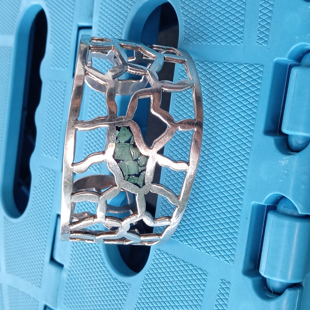 Sterling silver cuff bracelet with turquoise
